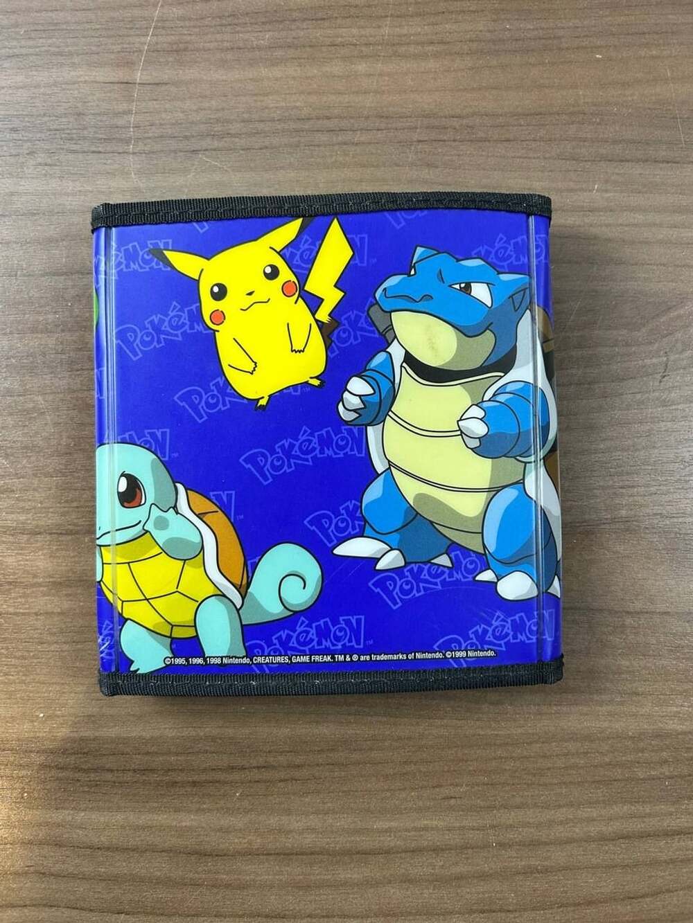 Vintage 1999 Pokemon CD Storage Case Pikachu Meowth Blastoise Nintendo Blue